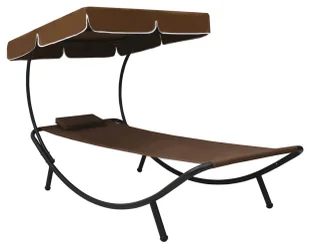 Elior Brązowy leżak z baldachimem S3-P96 - Leżaki ogrodowe Elior Brązowy leżak z baldachimem S3-P96 - Leżaki ogrodowe - miniaturka - grafika 1