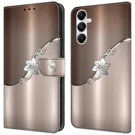 Etui i futerały do telefonów - Do etui na telefon komórkowy Samsung Galaxy A55 5G Drukowany wzór 3D Stojak Skórzana osłona Srebrny kwiat - miniaturka - grafika 1