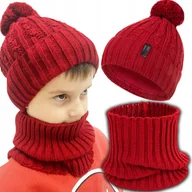 Czapki damskie - Komplet czapka z kominem dla dziecka dwuwarstwowa jesień zima 52-54cm modny - miniaturka - grafika 1