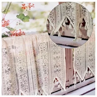 Zazdrostka Firanka Koronkowa Boho do Kuchni z Frędzlami SHABBY 120/45cm - Firany - miniaturka - grafika 1