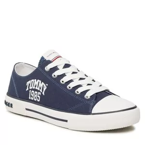 Trampki damskie - Trampki Tommy Hilfiger - Varisty Low Cut Lace-Up Sneaker T3X9-32833-0890 S Blue 800 - grafika 1