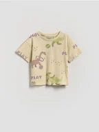 Bluzki dla niemowląt - Reserved - Bawełniany t-shirt z nadrukiem - kremowy - miniaturka - grafika 1