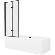 Wanny - Mexen Cube wanna prostokątna 170 x 80 cm z obudową i parawanem 2-skrzydłowym 80 cm, czarny wzór - miniaturka - grafika 1