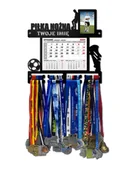 Piłka nożna - Wieszak na medale PIŁKA NOŻNA z kalendarzem i ramką na zdjęcie twoje imię dowolny tekst 385.1 - miniaturka - grafika 1