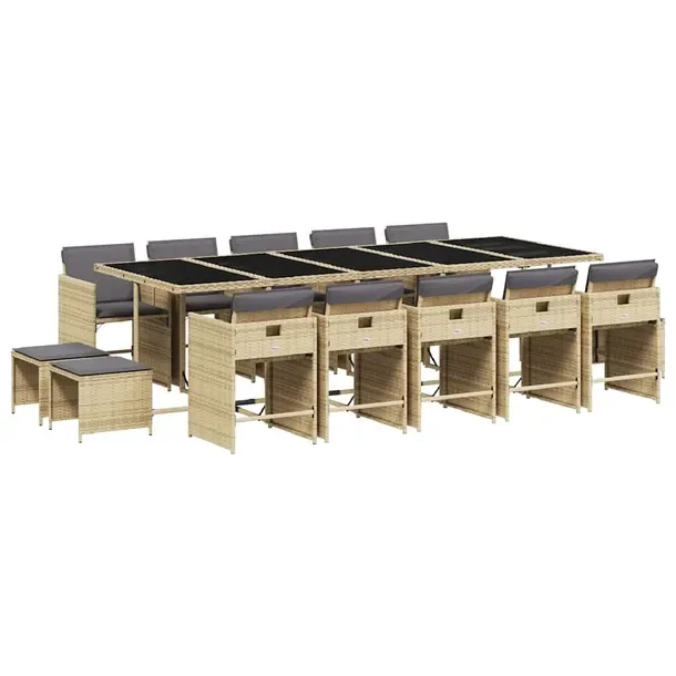 Zestaw Mebli Ogrodowych Rattan PE, Stół 275x106x73 cm, Krzesła 50,5x50x7