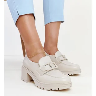 Beżowe półbuty ze skórzaną wkładką Vinceza beżowy - Półbuty damskie - miniaturka - grafika 1