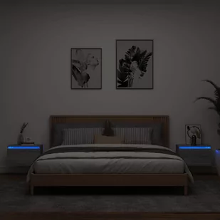 ﻿Wiszące szafki nocne z LED, 2 szt., szary dąb sonoma - Szafy i szafki dla dzieci - miniaturka - grafika 1
