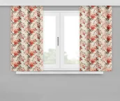 Zasłony - Zasłona Gotowa Na Żabki, 160X170, Kremowa W Kwiaty, Zmc-55 - miniaturka - grafika 1