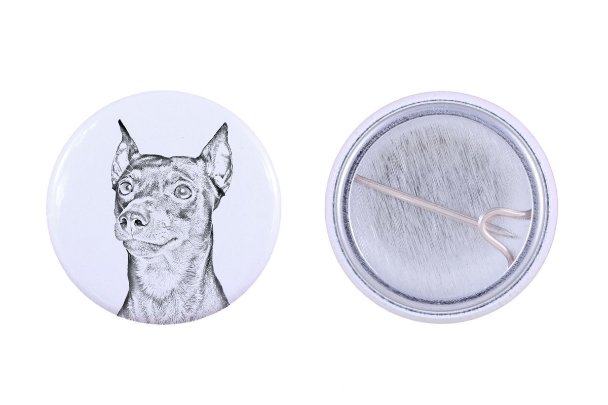 Pinczer średni, Pinczer niemiecki - przypinka z twoim psem, dodaj własne foto, marka Art-Dog