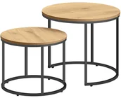 Ławy i stoliki kawowe - Komplet 2 Okrągłych Stolików Kawowych Dąb N9-B68 - miniaturka - grafika 1