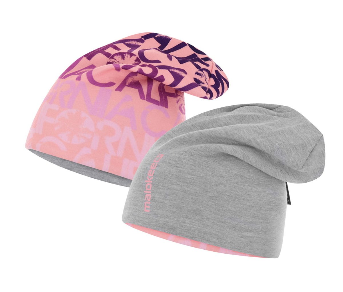 Czapka dla aktywnych ciepła polarowa bawełniana różowa szara