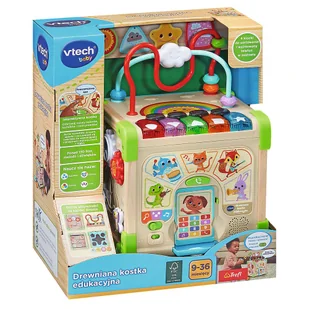 62551 VTECH - Drewniana Kostka Edukacyjna - Zabawki interaktywne dla dzieci - miniaturka - grafika 1