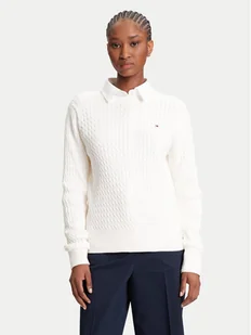 Tommy Hilfiger Sweter Fine WW0WW44993 Écru Regular Fit - Swetry damskie - miniaturka - grafika 1