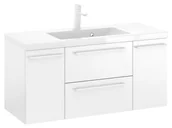 Szafki łazienkowe - Szafka Wisząca Z Umywalką RON 100 cm D - Biały Mat - Uchwyty Białe Matowe - miniaturka - grafika 1