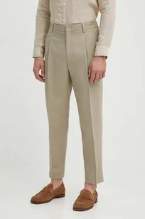 Calvin Klein spodnie z domieszką lnu kolor beżowy w fasonie chinos K10K112879 - Spodnie męskie - miniaturka - grafika 1