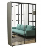 Szafy - Nowoczesna Szafa Przesuwna Iga Czarne Okucia 2 LUSTRA170 x242 Biała - miniaturka - grafika 1