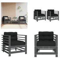 Fotele i krzesła ogrodowe - vidaXL Krzesła ogrodowe z poduszką 2 szt. Szare, lite drewno sosnowe - Krzesło ogrodowe - Krzesła ogrodowe - Krzesło ogrodowe - Krzesło ogrodowe - Krzesło tarasowe - miniaturka - grafika 1