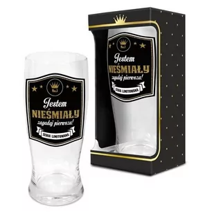 Szklanka do piwa Gold ""Jestem nieśmiały"" - Szklanki - miniaturka - grafika 1