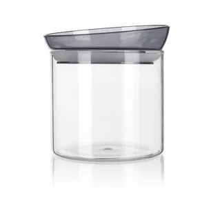 Szklany pojemnik do przechowywania z uszczelką Mabel 650 ml szary - Pojemniki kuchenne - miniaturka - grafika 1