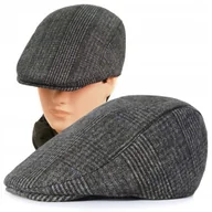 Czapki męskie - Kaszkiet Męski Zimowy Ocieplany Elegancka Czapka w Kratkę 50% Wełny - miniaturka - grafika 1
