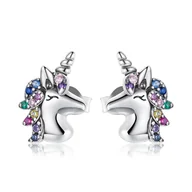 Kolczyki - Kolczyki Srebrne - KOLCZYKI JEDNOROŻCE - miniaturka - grafika 1