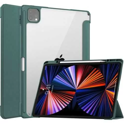 Bizon Etui Case Tab Clear Matt do Apple iPad Pro 12.9 2022/2021/2020/2018, ciemnozielone
