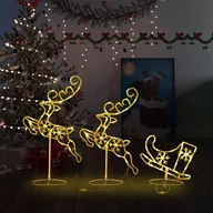 Ozdoby bożonarodzeniowe - vidaXL vidaXL Świąteczne renifery z saniami akryl 260x21x87 cm ciepła biel 328509 - miniaturka - grafika 1