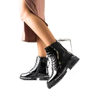 Botki damskie - Goodin Modne Workery Z Ociepleniem czarne - miniaturka - grafika 1