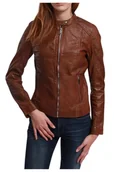 Kurtki damskie - Kurtka damska Lee Cooper Beverly biker brązowa skórzana -XL - miniaturka - grafika 1