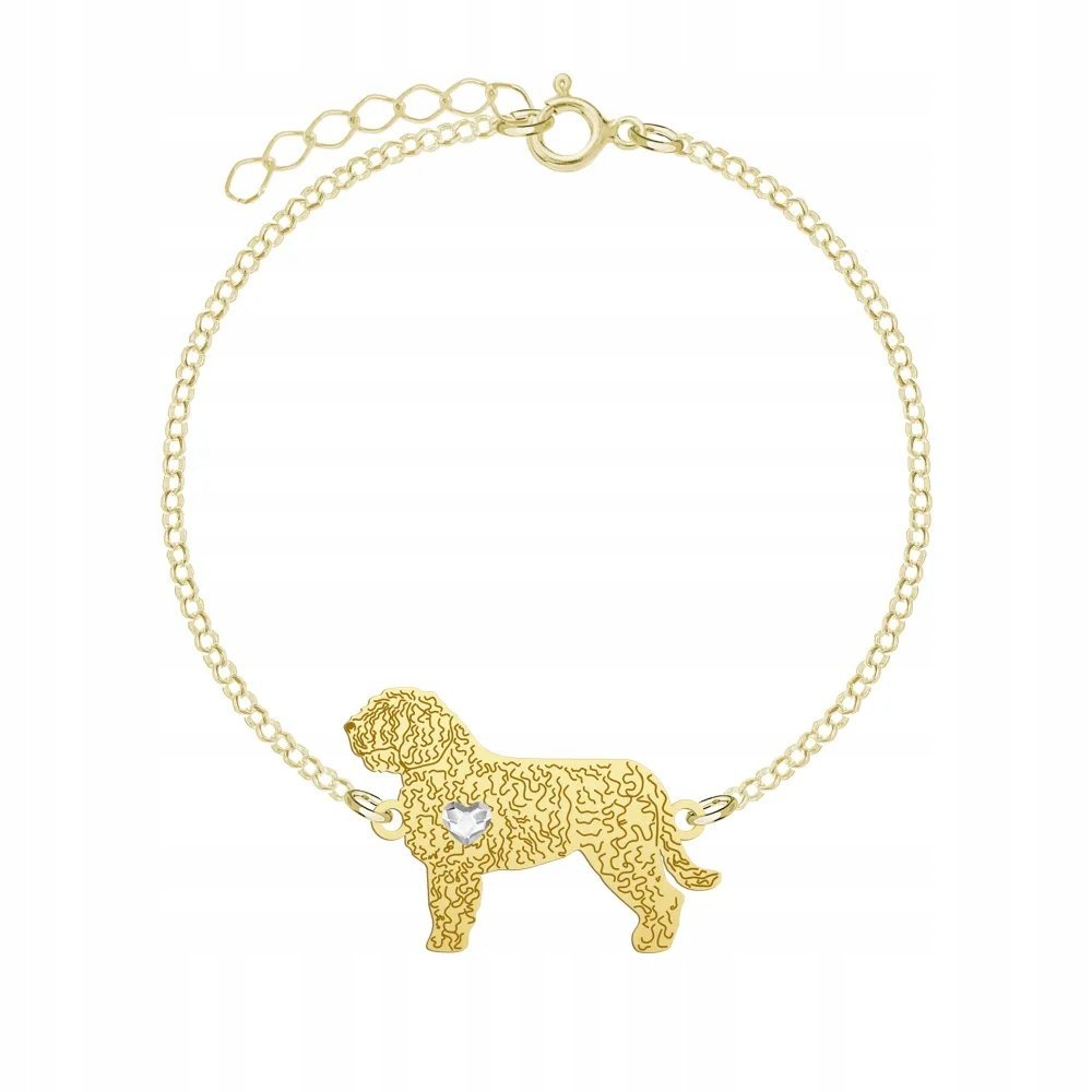 Bransoletka Pozłacana z psem Hiszpański Pies Dowodny 925 Prezent GRAWER