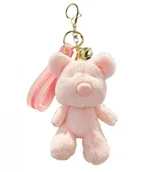 Breloki - Brelok do kluczy puchaty MIŚ, pluszowy różowy BRL359R - miniaturka - grafika 1