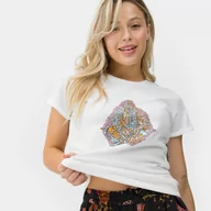 Koszulki sportowe damskie - Damski t-shirt z nadrukiem Volcom Radical Daze - biały - VOLCOM - miniaturka - grafika 1