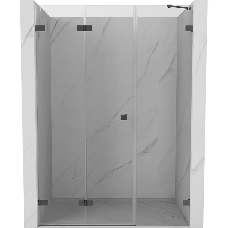 Mexen Lunar-F drzwi prysznicowe składane lewe 115 cm, transparent, gun gray szczotkowany - 836S-115-050-66-00-L