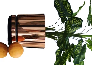 26 cm wzór ŁOSOSIOWY Doniczka z podstawką * nowoczesna elegancka różowe złoto * styl glamour * wysoki lustrzany połysk metaliczna * z drenażem * st.. - Donice - miniaturka - grafika 1