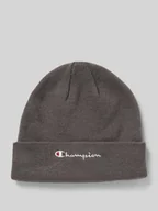 Czapki męskie - Czapka beanie z szerokim brzegiem i wyhaftowanym logo - miniaturka - grafika 1