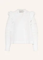 Bluzki damskie - Neo Noir Bluzka Mauri Z Dziurkowanej Koronki Z Falbankami weiss - miniaturka - grafika 1