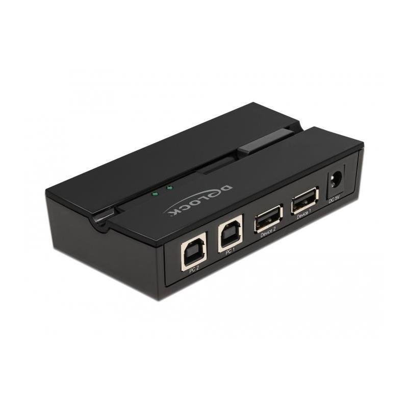 Delock Przełącznik USB 2.0 na 2 komputery PC na 2 urządzenia (czarny)