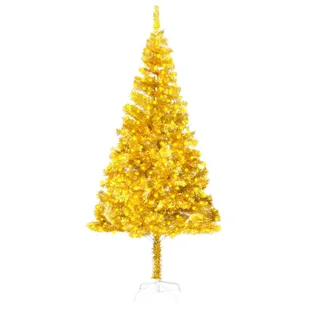 VidaXL Lumarko Sztuczna choinka ze stojakiem i LED, złota, 210 cm, PET 3077434 VidaXL - Ozdoby bożonarodzeniowe - miniaturka - grafika 9