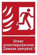 Systemy ekspozycyjne i znaki informacyjne - BC054 DRZWI PRZECIWPOŻAROWE. ZAWSZE ZAMYKAĆ! PRAWOSTRONNE, KS - FOLIA PODŁOGOWA FOTOLUMINESCENCYJNA; (350X518MM) - miniaturka - grafika 1