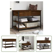 Szafki na buty - The Living Store Ławka na buty brązowy dąb 70x42,5x50 cm Materiał drewnopochodny - miniaturka - grafika 1