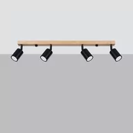 Lampy sufitowe - Verdo lampa sufitowa (spot) 4xGU10 czarny/jasne drewno SL.1294 - miniaturka - grafika 1