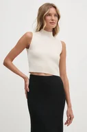 Swetry damskie - Calvin Klein kamizelka wełniana kolor beżowy lekki K20K207985 - miniaturka - grafika 1