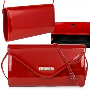 Torebki damskie - Czerwona lakierowana damska torebka wieczorowa kopertówka BELTIMORE czerwony - grafika 1
