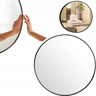Lustro Ścienne Okrągłe Łazienkowe Czarna Rama Loft Stylowe Średnica 70 Cm - Lustra - miniaturka - grafika 1