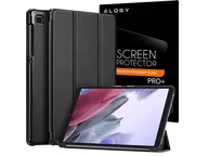 Etui i futerały do telefonów - Etui z klapką obudowa Alogy Book Cover do Galaxy A7 Lite 8.7 T220/T225 Czarny + Szkło - miniaturka - grafika 1