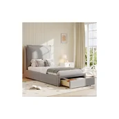 Łóżka dla dzieci i młodzieży - Łóżko tapicerowane 90 x 200 cm, łóżko pojedyncze z zagłówkiem i schowkiem, łóżko dziecięce, szenil, kolor szary - miniaturka - grafika 1