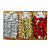 Ozdoby bożonarodzeniowe - Kokardka 6 x 5 cm 12 sztuk srebrny / złoty / czerwony - miniaturka - grafika 1