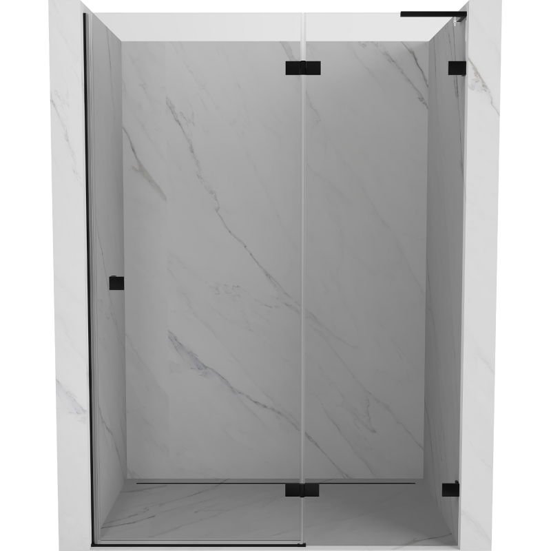 Mexen Lunar L drzwi prysznicowe uchylne prawe 130 cm, transparent, czarne - 834L-130-000-70-00-P