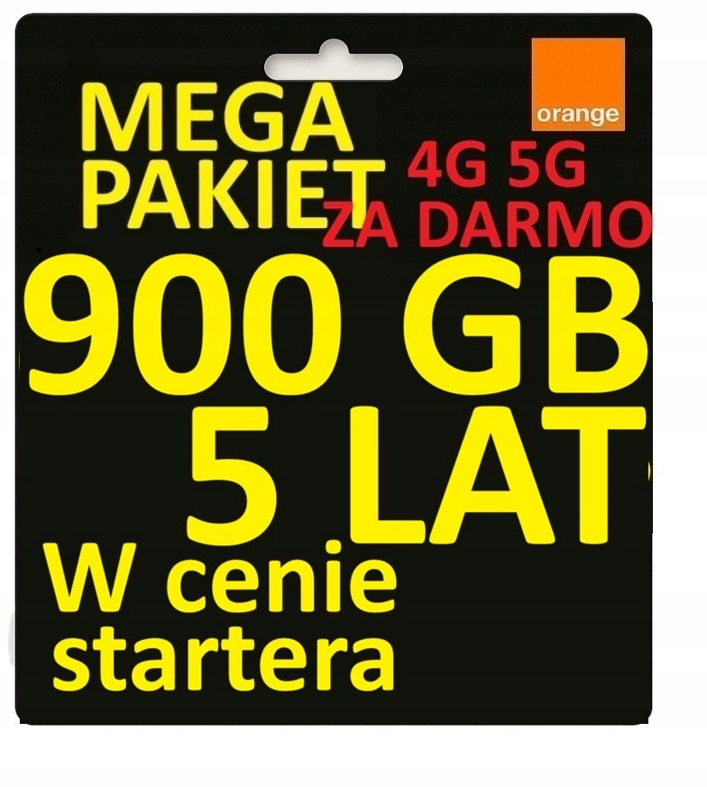 Internet Mobilny Na Kartę Starter Orange Free 900 Gb 0,9 Tb 5 Lat