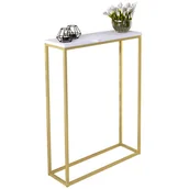 Toaletki - Wąska konsola w stylu glamour złoty + biały połysk G5-D13 - miniaturka - grafika 1